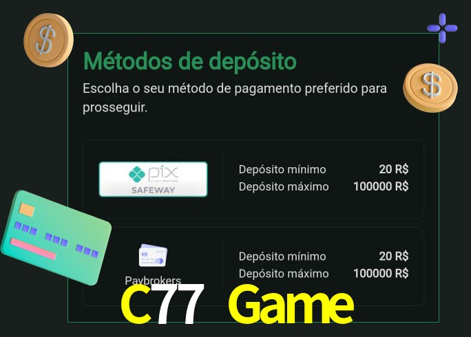 O cassino C77 Game oferece uma grande variedade de métodos de pagamento